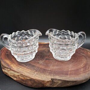 Vintage Fostoria American Mini Creamers – Set of 2 – 2 5/8" – Clear Cube Pattern